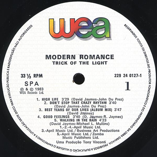 Modern Romance - Trick Of The Light | WEA (229 24 0127-1)