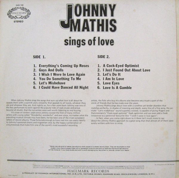 Johnny Mathis - Johnny Mathis Sings Of Love | Hallmark Records (SHM 749) - 2 Johnny Mathis - Johnny Mathis Sings Of Love | Hallmark Records (SHM 749) - 2