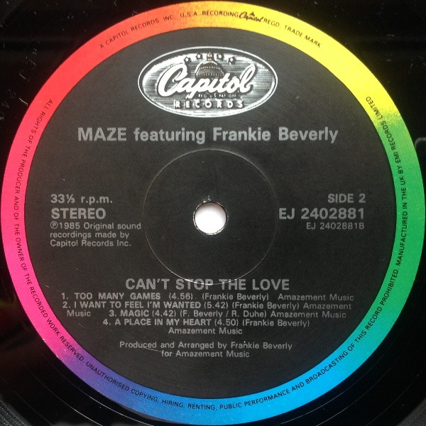 Maze Featuring Frankie Beverly - Can't Stop The Love | Capitol Records (EJ 2402881) - 4 Maze Featuring Frankie Beverly - Can't Stop The Love | Capitol Records (EJ 2402881) - 4
