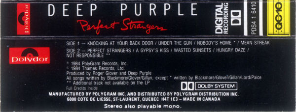Deep Purple - Perfect Strangers [Cassette] | Polydor (PDS4 1 6410) - 2