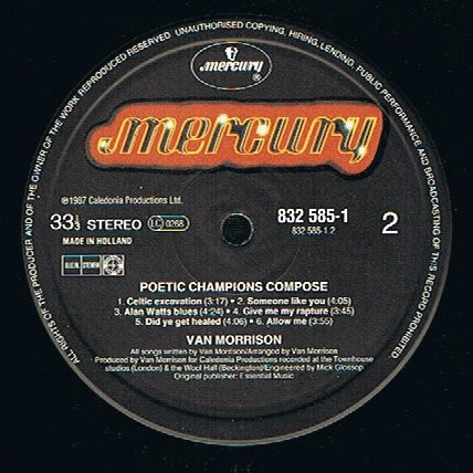 Van Morrison - Poetic Champions Compose | Mercury (832 585-1) - 4