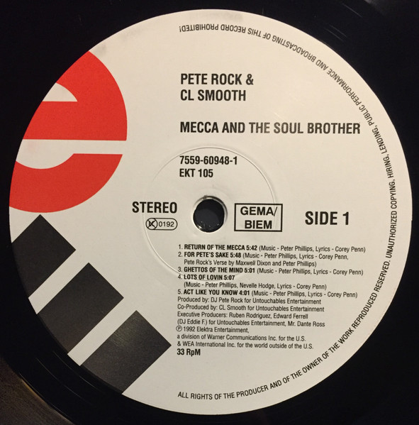 Pete Rock & C.L. Smooth - Mecca And The Soul Brother | Elektra (EKT 105) - 3 Pete Rock & C.L. Smooth - Mecca And The Soul Brother | Elektra (EKT 105) - 3