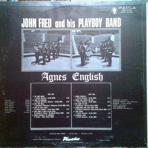 John Fred & His Playboy Band - Agnes English | Paula Records (LP-2197) - 2 John Fred & His Playboy Band - Agnes English | Paula Records (LP-2197) - 2