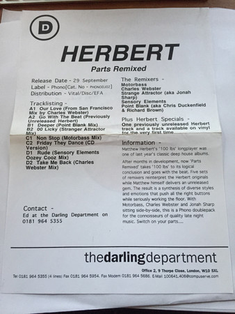 Matthew Herbert - Parts Remixed | Phono (phonodj02) - 2