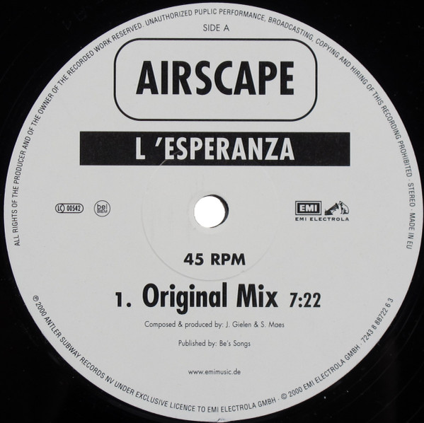 Airscape - L'Esperanza | EMI Electrola (7243 8 88722 6 3) - 2