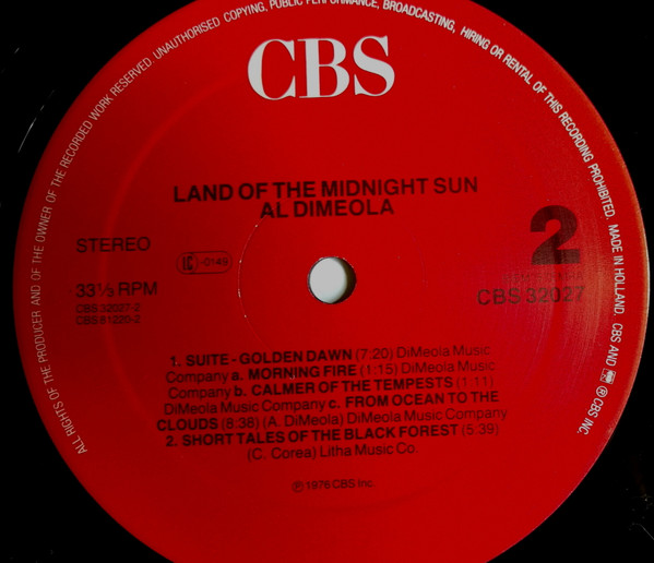 Al Di Meola - Land Of The Midnight Sun | CBS (32027) - 4