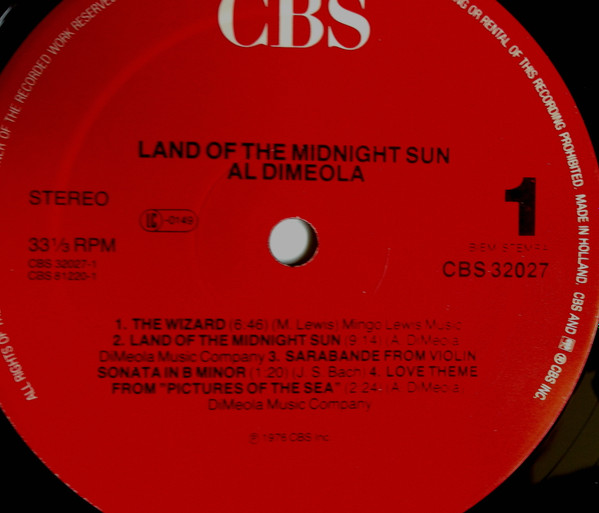 Al Di Meola - Land Of The Midnight Sun | CBS (32027) - 3