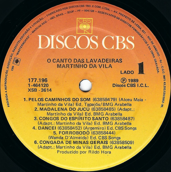Martinho Da Vila - O Canto Das Lavadeiras | Discos CBS (177.196) - 3 Martinho Da Vila - O Canto Das Lavadeiras | Discos CBS (177.196) - 3
