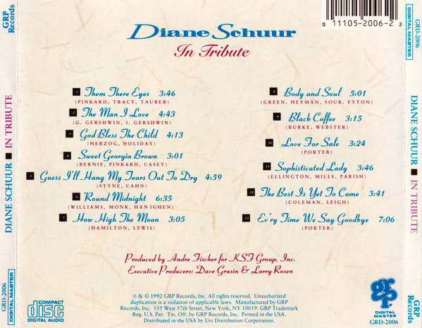 Diane Schuur - In Tribute | GRP (GRD-2006) - 2