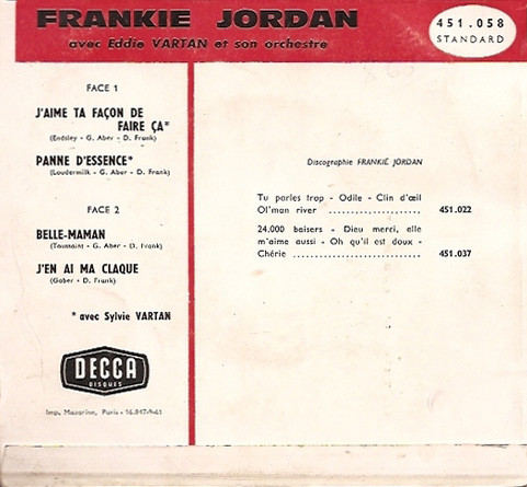Frankie Jordan Et Sylvie Vartan - J'aime Ta Façon De Faire Ça | Disques Decca (451.058) - 2 Frankie Jordan Et Sylvie Vartan - J'aime Ta Façon De Faire Ça | Disques Decca (451.058) - 2