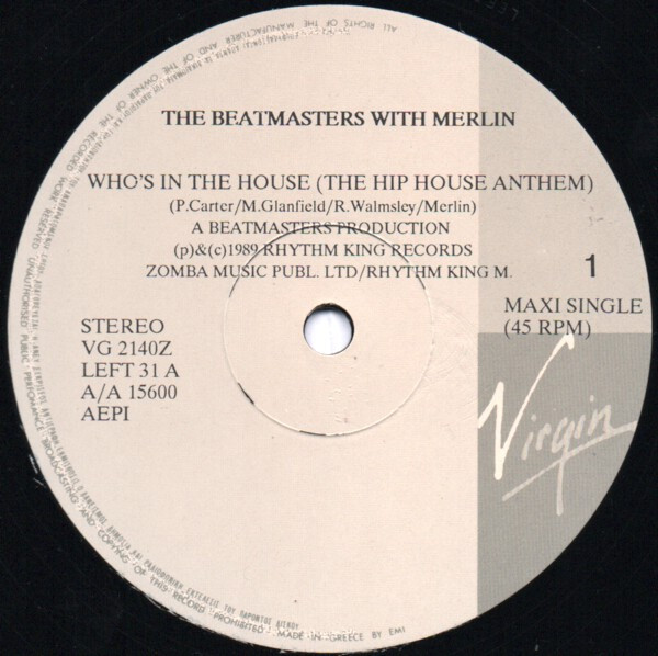 The Beatmasters With Merlin - Who's In The House | Virgin (VG 2140Z) - 3
