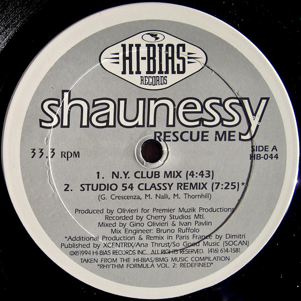 Shaunessy - Rescue Me | Hi-Bias Records (HB-044)