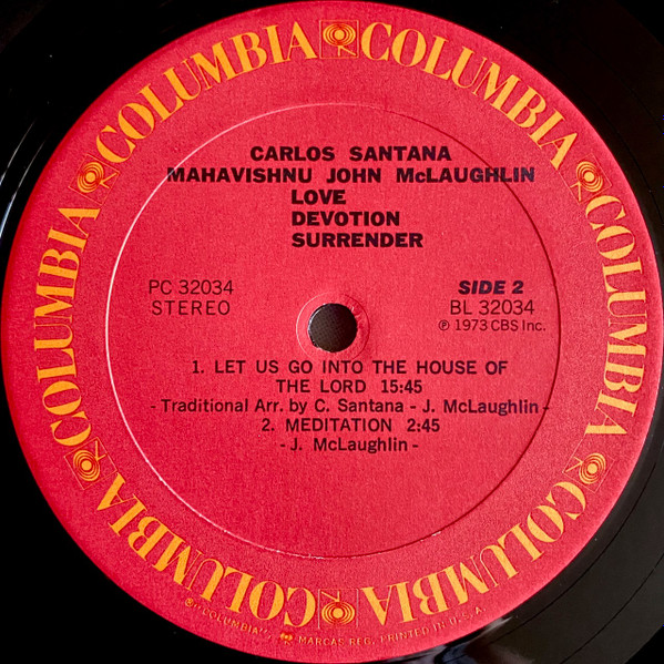 Carlos Santana & John McLaughlin - Love Devotion Surrender | Columbia (PC 32034) - 4 Carlos Santana & John McLaughlin - Love Devotion Surrender | Columbia (PC 32034) - 4