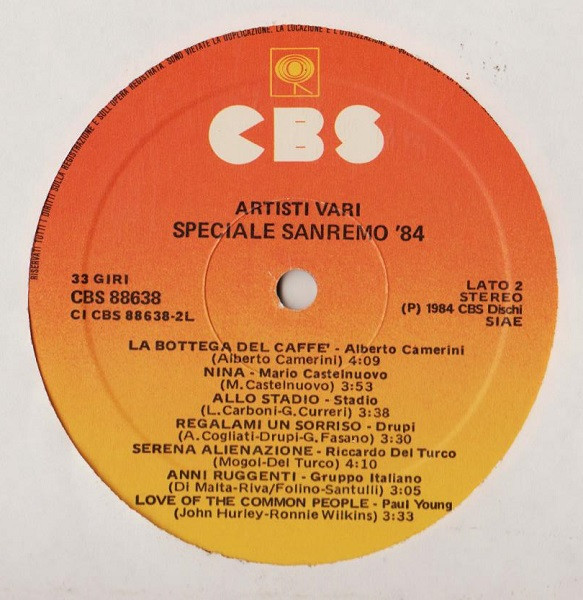 Various - Speciale Sanremo 84 | CBS (CBS 88638) - 4