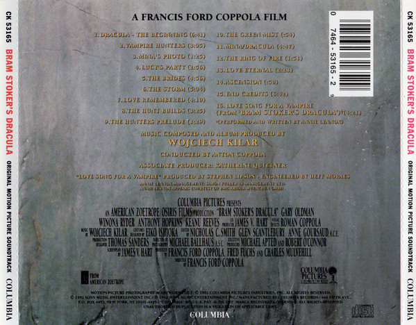 Wojciech Kilar - Bram Stoker's Dracula (Original Motion Picture Soundtrack) [CD] | Columbia (CK 53165) - 2