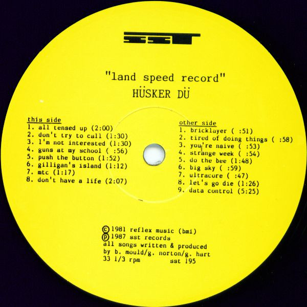 Hüsker Dü - Land Speed Record [Vinyl] | SST Records (SST 195) - 3
