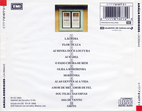 Amália Rodrigues - Lágrima | EMI (0 777 7 81077 2 9) - 2