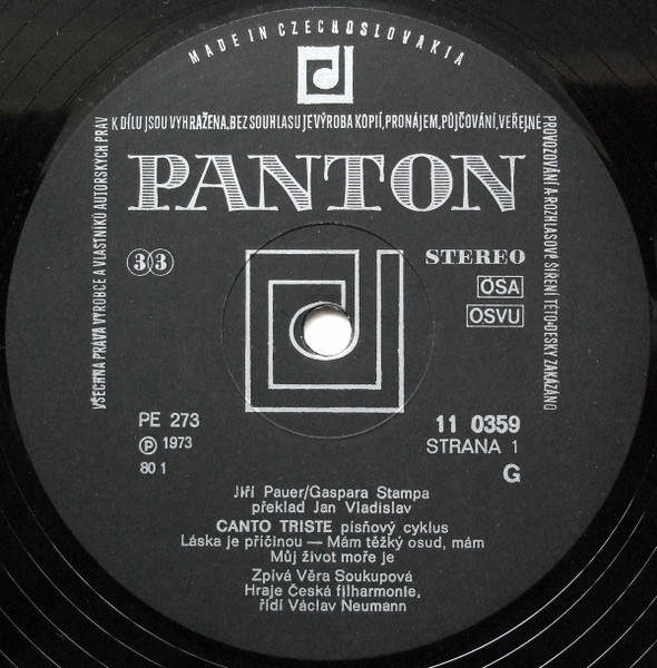 Jiří Pauer / Jan Tausinger - Canto Triste / Ave Maria / Musica Evolutiva | Panton (11 0359) - 3