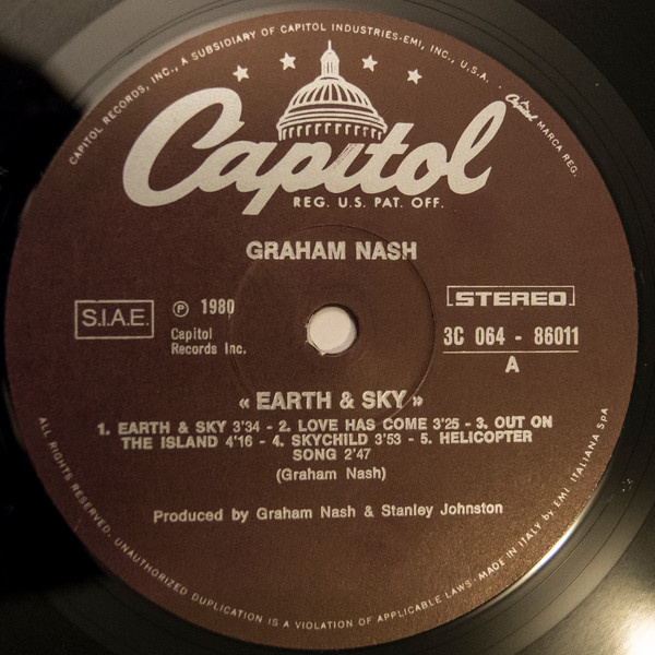 Graham Nash - Earth & Sky | Capitol Records (3C 064-86011) - 3 Graham Nash - Earth & Sky | Capitol Records (3C 064-86011) - 3