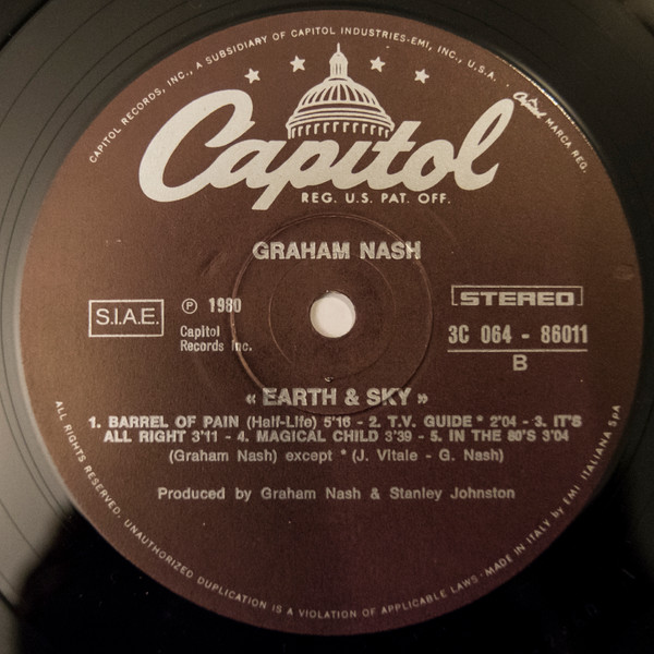 Graham Nash - Earth & Sky | Capitol Records (3C 064-86011) - 4 Graham Nash - Earth & Sky | Capitol Records (3C 064-86011) - 4
