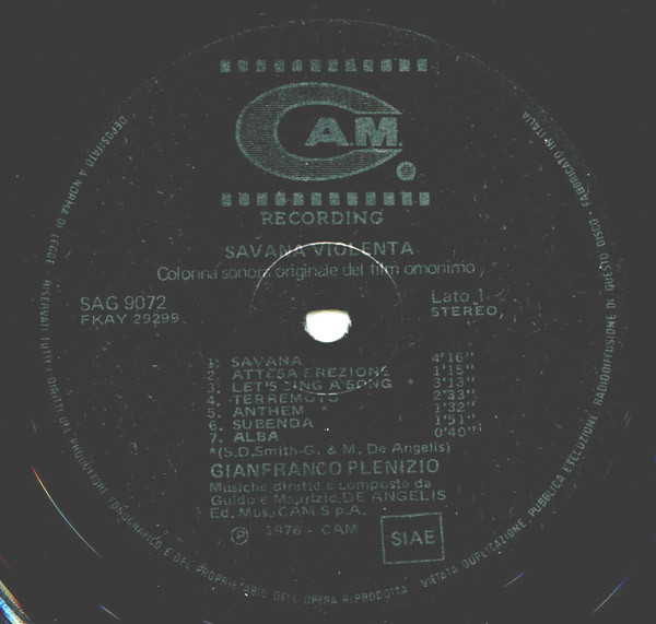 Guido And Maurizio De Angelis - Savana Violenta (Colonna Sonora Originale) | CAM (SAG 9072) - 3