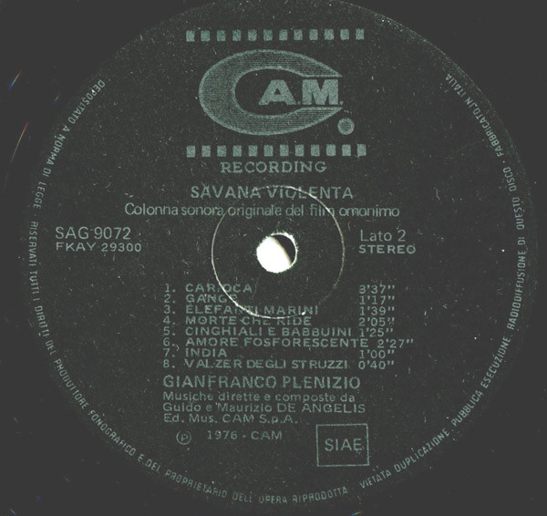 Guido And Maurizio De Angelis - Savana Violenta (Colonna Sonora Originale) | CAM (SAG 9072) - 4