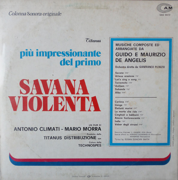 Guido And Maurizio De Angelis - Savana Violenta (Colonna Sonora Originale) | CAM (SAG 9072) - 2