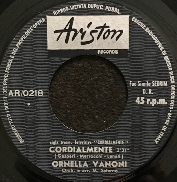 Ornella Vanoni - Cordialmente | Ariston Records (AR 0218) - 3