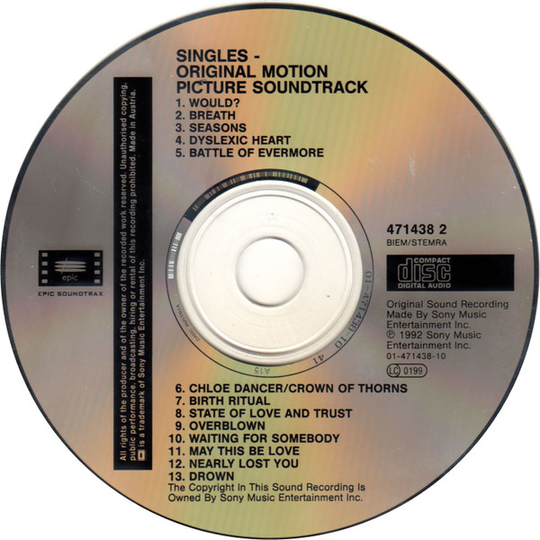 Various - Singles (Original Motion Picture Soundtrack) | Epic Soundtrax (EPC 471438 2) - 3