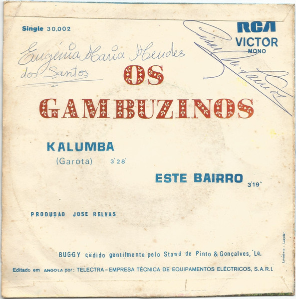 Os Gambuzinos - Kalumba / Este Bairro | RCA Victor (30.002) - 2
