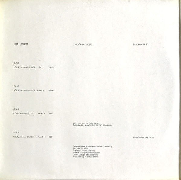 Keith Jarrett - The Köln Concert | ECM Records (ECM 1064/65 ST) - 2