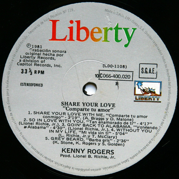 Kenny Rogers - Share Your Love = Comparte Tu Amor | Liberty (10C 066-400020) - 4