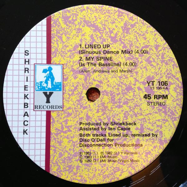 Shriekback - Lined Up • My Spine | Y Records (YT 106) - 3 Shriekback - Lined Up • My Spine | Y Records (YT 106) - 3