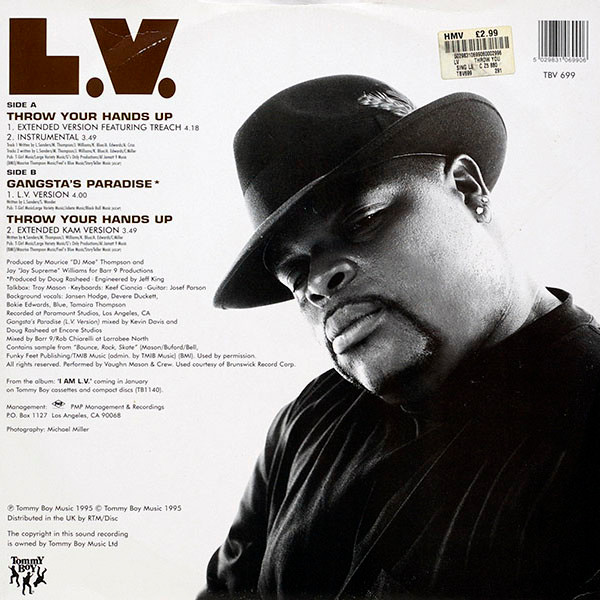 LV - Throw Your Hands Up b/w Gangsta's Paradise | Tommy Boy (TBV 699) - 2
