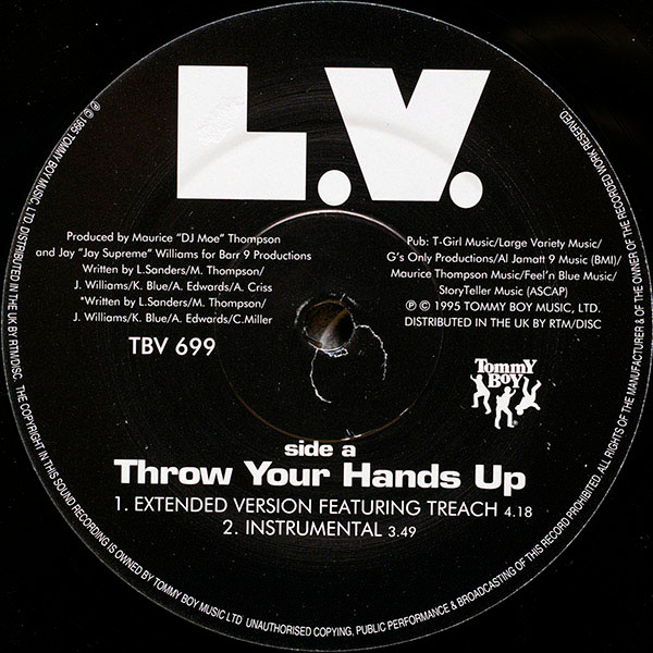 LV - Throw Your Hands Up b/w Gangsta's Paradise | Tommy Boy (TBV 699) - 3