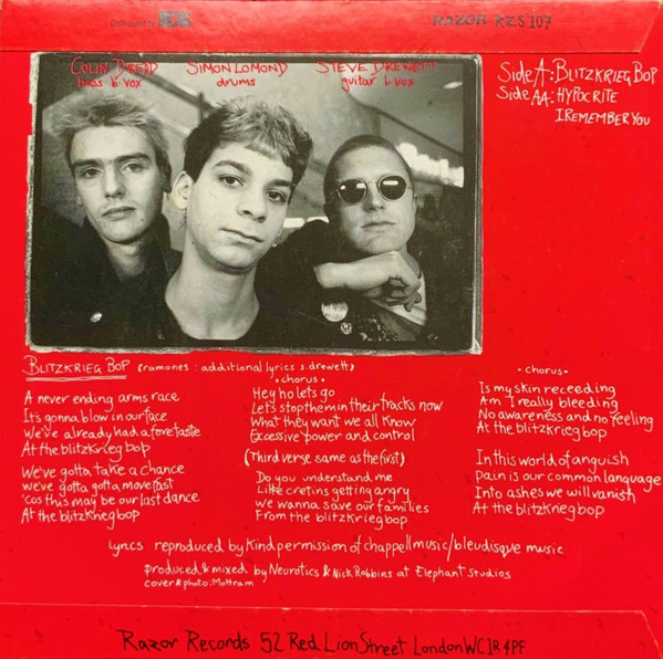 Newtown Neurotics - Blitzkrieg Bop / Hypocrite | Razor Records (RZS 107) - 2