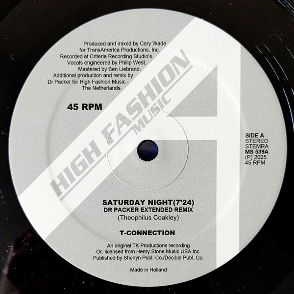 T-Connection - Saturday Night (Dr Packer Remixes) | High Fashion Music (MS 539) - 3