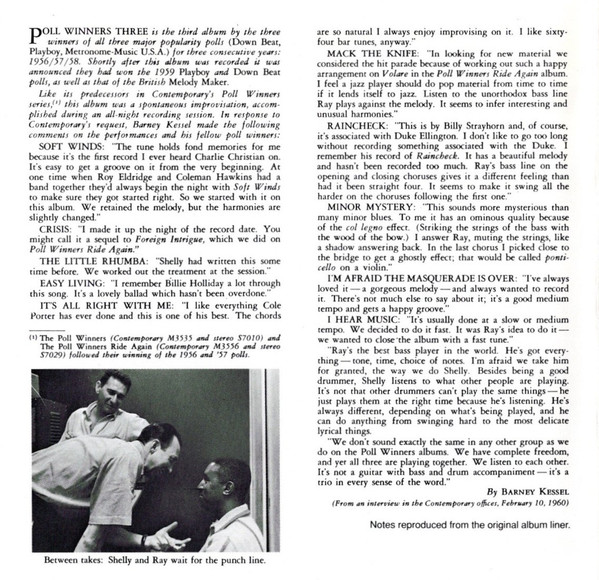 Barney Kessel , Shelly Manne , Ray Brown - Poll Winners Three! | Original Jazz Classics (OJCCD-692-2) - 3