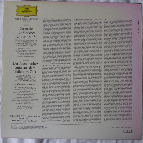 Pyotr Ilyich Tchaikovsky - Herbert von Karajan , Berliner Philharmoniker - Serenade For Strings - Nutcracker Suite | Deutsche Grammophon (139 030 SLPM) - 2