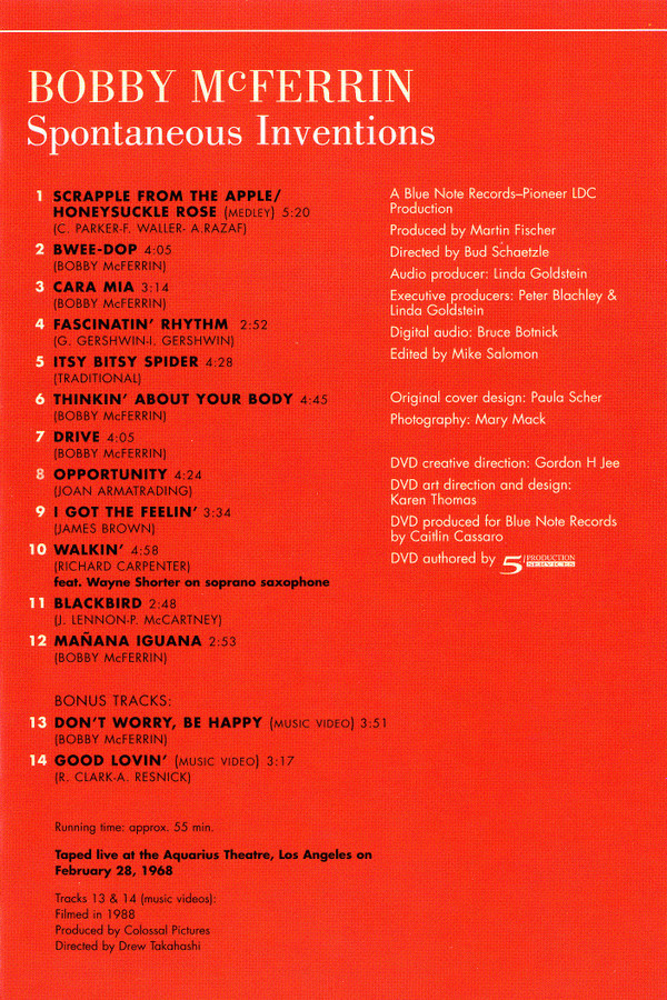 Bobby McFerrin - Spontaneous Inventions | Blue Note (7243 5 44298 9 7) - 2 Bobby McFerrin - Spontaneous Inventions | Blue Note (7243 5 44298 9 7) - 2