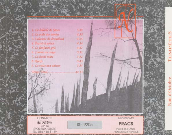 Nuit D'Octobre - Tempêtes | Not On Label (Nuit D'Octobre Self-released) (IS - 9205) - 2 Nuit D'Octobre - Tempêtes | Not On Label (Nuit D'Octobre Self-released) (IS - 9205) - 2
