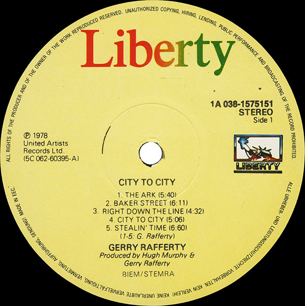 Gerry Rafferty - City To City | Liberty (1A 038 1575151) - 3 Gerry Rafferty - City To City | Liberty (1A 038 1575151) - 3