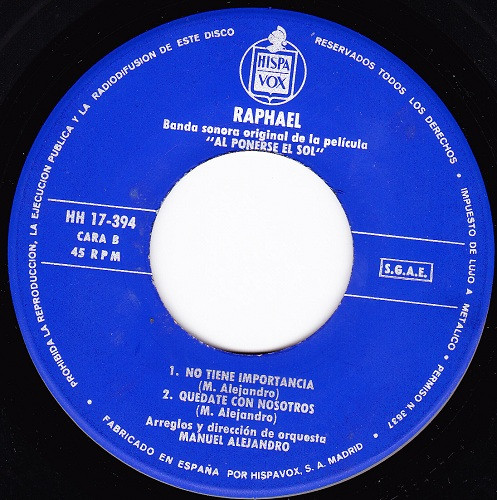 Raphael - Eurovision '67 - Hablemos Del Amor | Hispavox (HH 17-394) - 4