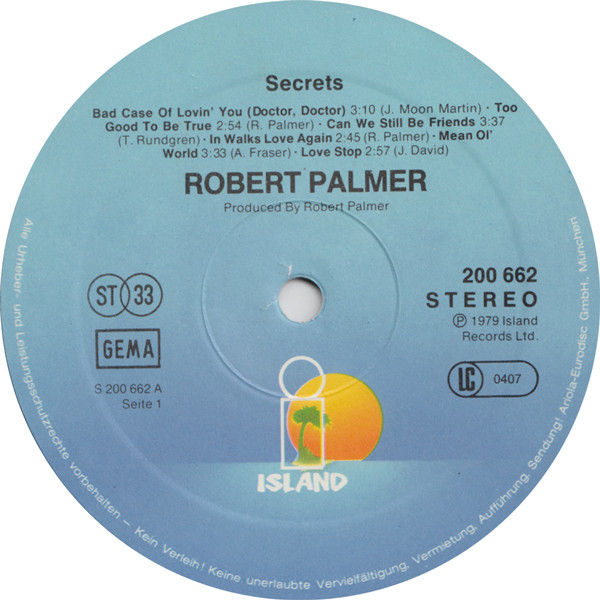 Robert Palmer - Secrets | Island Records (200 662-320) - 3