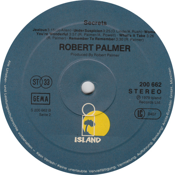 Robert Palmer - Secrets | Island Records (200 662-320) - 4