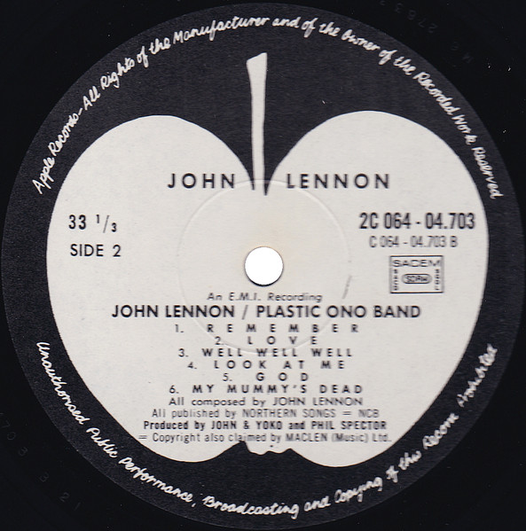 John Lennon & The Plastic Ono Band - John Lennon / Plastic Ono Band | Apple Records (2C 064 04703) - 4 John Lennon & The Plastic Ono Band - John Lennon / Plastic Ono Band | Apple Records (2C 064 04703) - 4