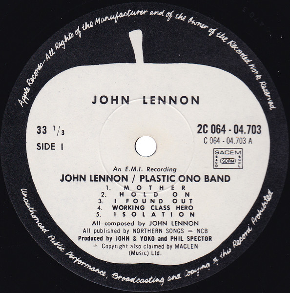 John Lennon & The Plastic Ono Band - John Lennon / Plastic Ono Band | Apple Records (2C 064 04703) - 3 John Lennon & The Plastic Ono Band - John Lennon / Plastic Ono Band | Apple Records (2C 064 04703) - 3