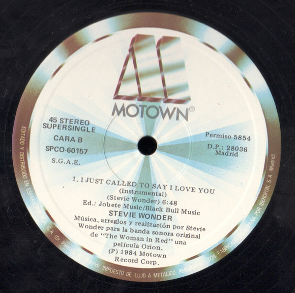 Stevie Wonder - I Just Called To Say I Love You = Solo Llame Para Decirte Que Te Quiero | Motown (SPCO- 60157) - 4 Stevie Wonder - I Just Called To Say I Love You = Solo Llame Para Decirte Que Te Quiero | Motown (SPCO- 60157) - 4