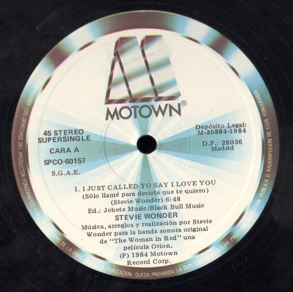 Stevie Wonder - I Just Called To Say I Love You = Solo Llame Para Decirte Que Te Quiero | Motown (SPCO- 60157) - 3 Stevie Wonder - I Just Called To Say I Love You = Solo Llame Para Decirte Que Te Quiero | Motown (SPCO- 60157) - 3