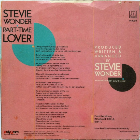 Stevie Wonder - Part-Time Lover | Motown (01808TF) - 2